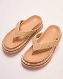 Beach Muse Raffia Thong Platform Sandals