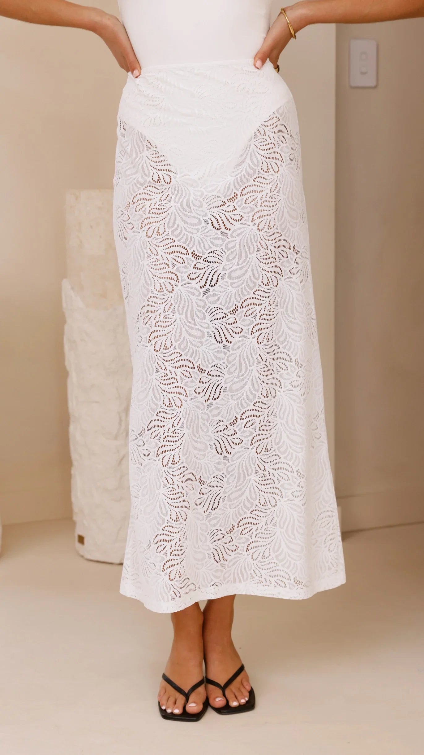 Louisa Lace Maxi Skirt White