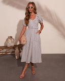 Daylight Muse Striped Belted Midi Dress