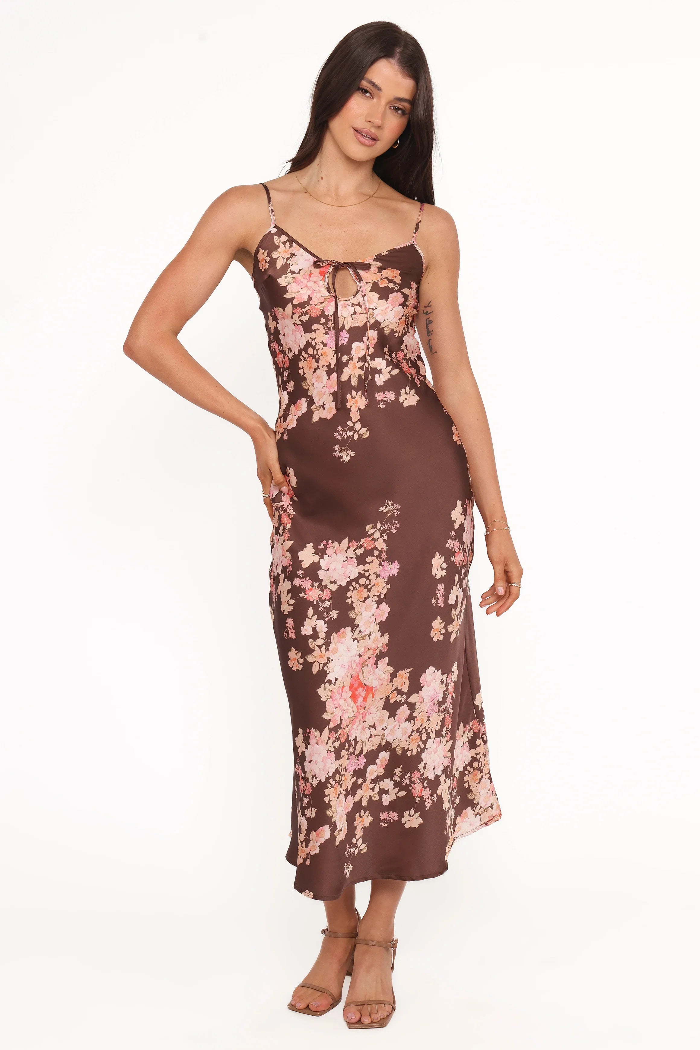 Jamila Midi Dress Brown Floral