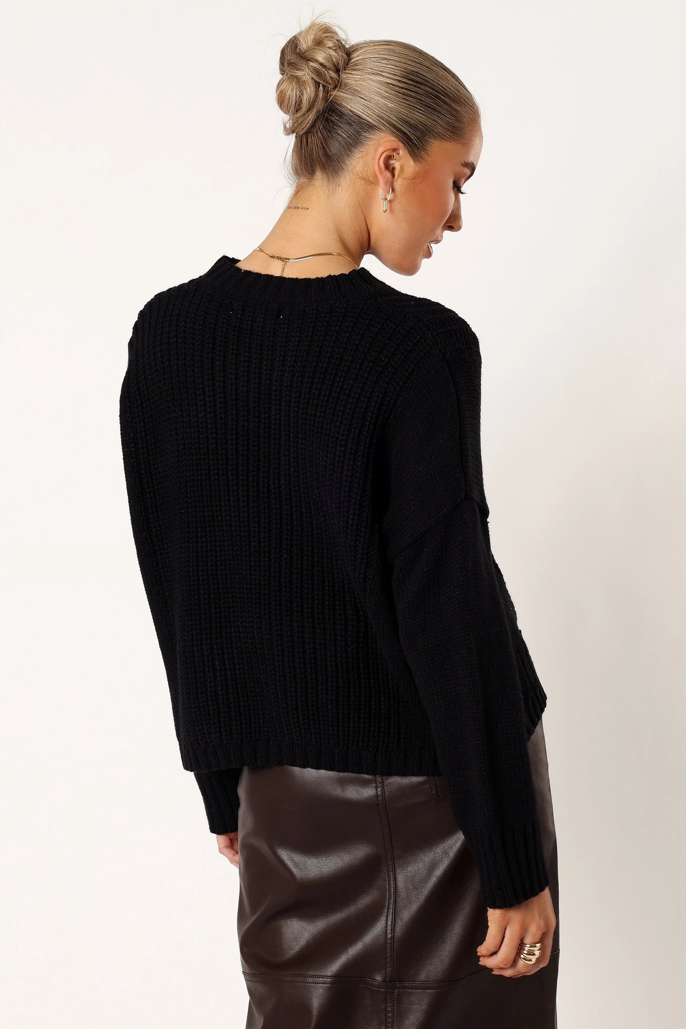 Arlette Textured Knit Sweater Black