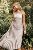 Kleo One Shoulder Maxi Dress Silver