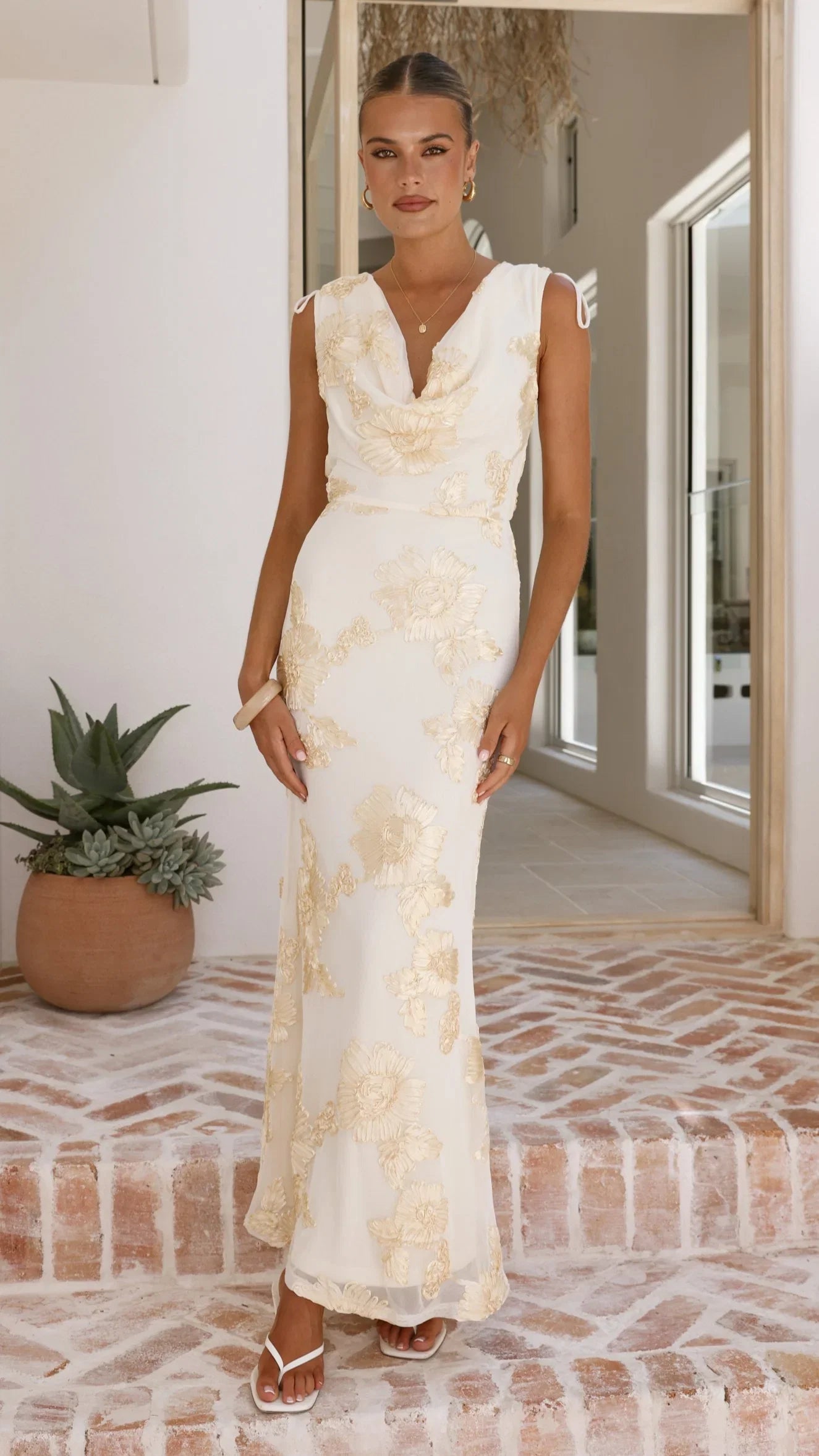 Nikova Maxi Dress Yellow Embroidery