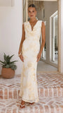Nikova Maxi Dress Yellow Embroidery