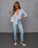 Coastal Cruising Stripe Button Down Top