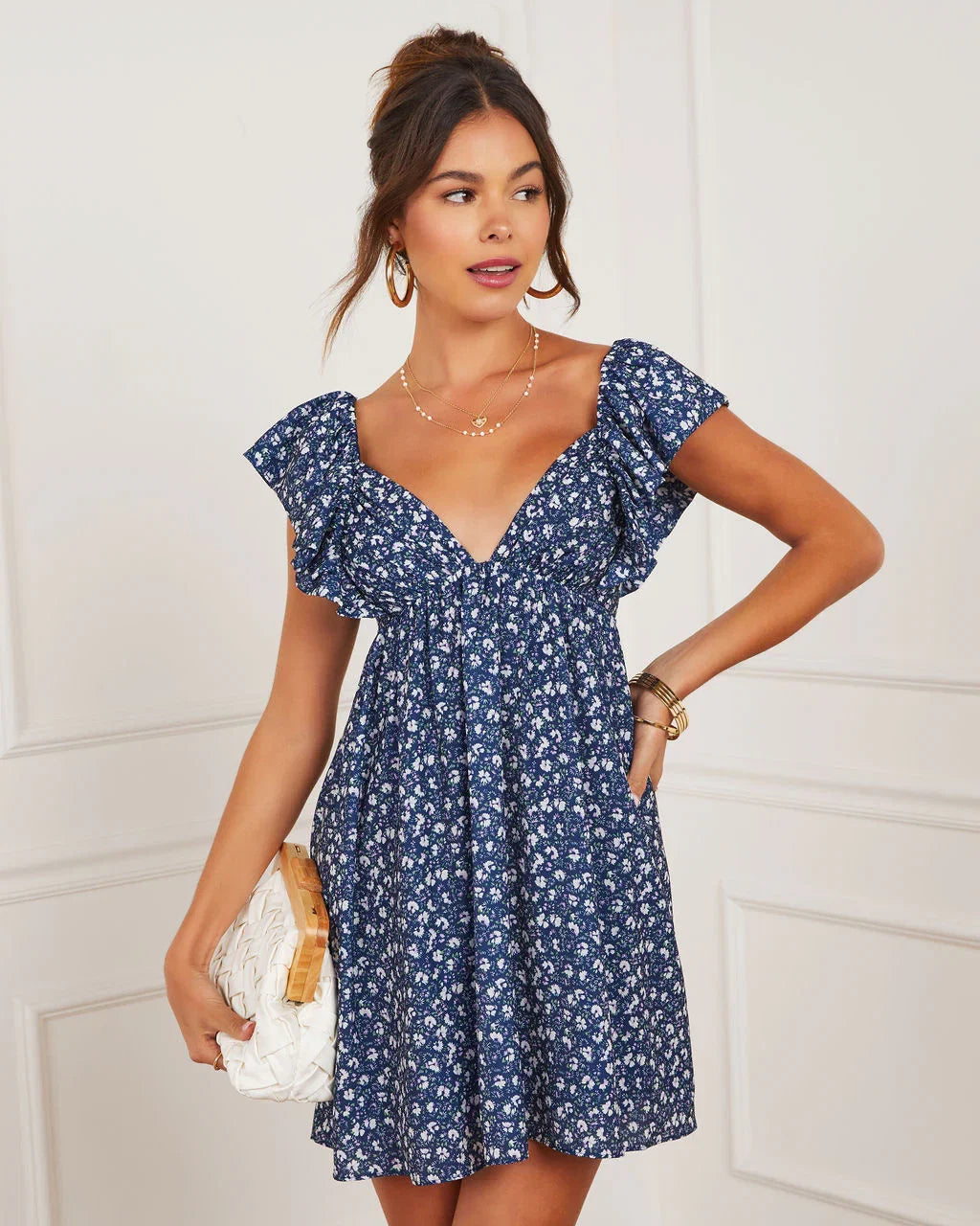 Daniela Gingham Babydoll Mini Dress