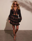 Trail of Flowers Tiered Floral Mini Skirt