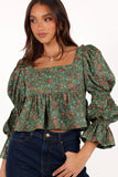 Kenny Top Green Paisley Floral