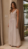 Sanya Maxi Dress Beige Check