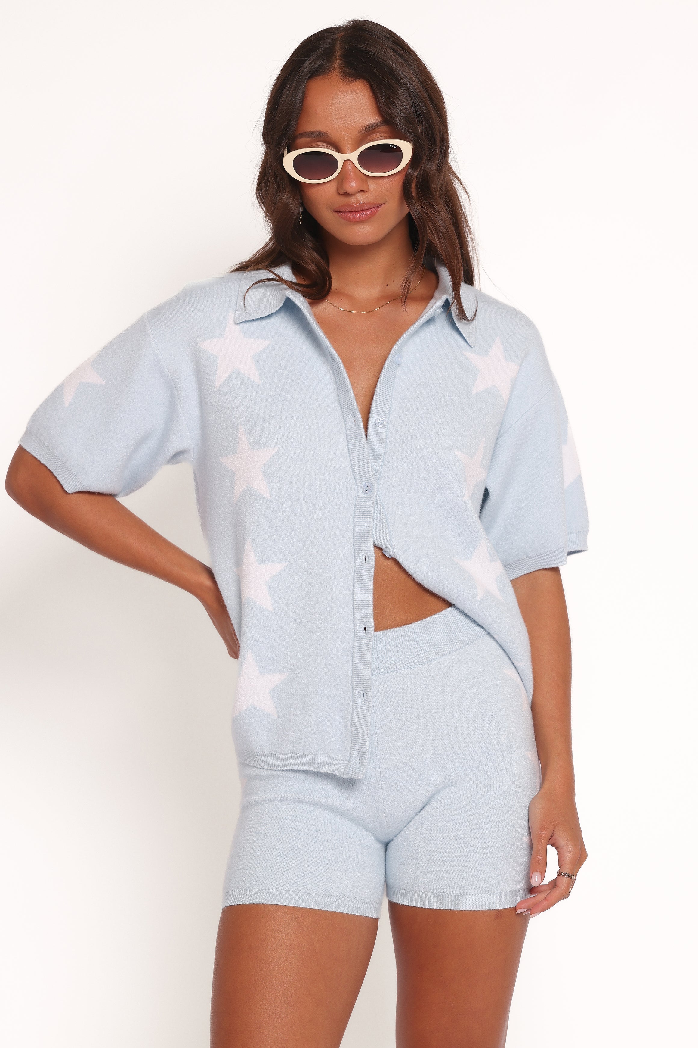 Lela Knitted Shirt Light Blue Stars