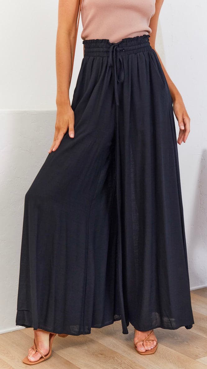 Avery Wide Leg Pants Black