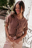 Koskie Tie Knit Top Chocolate