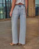 Berner Stretch High Rise Wide Leg Drawstring Pintuck Jeans
