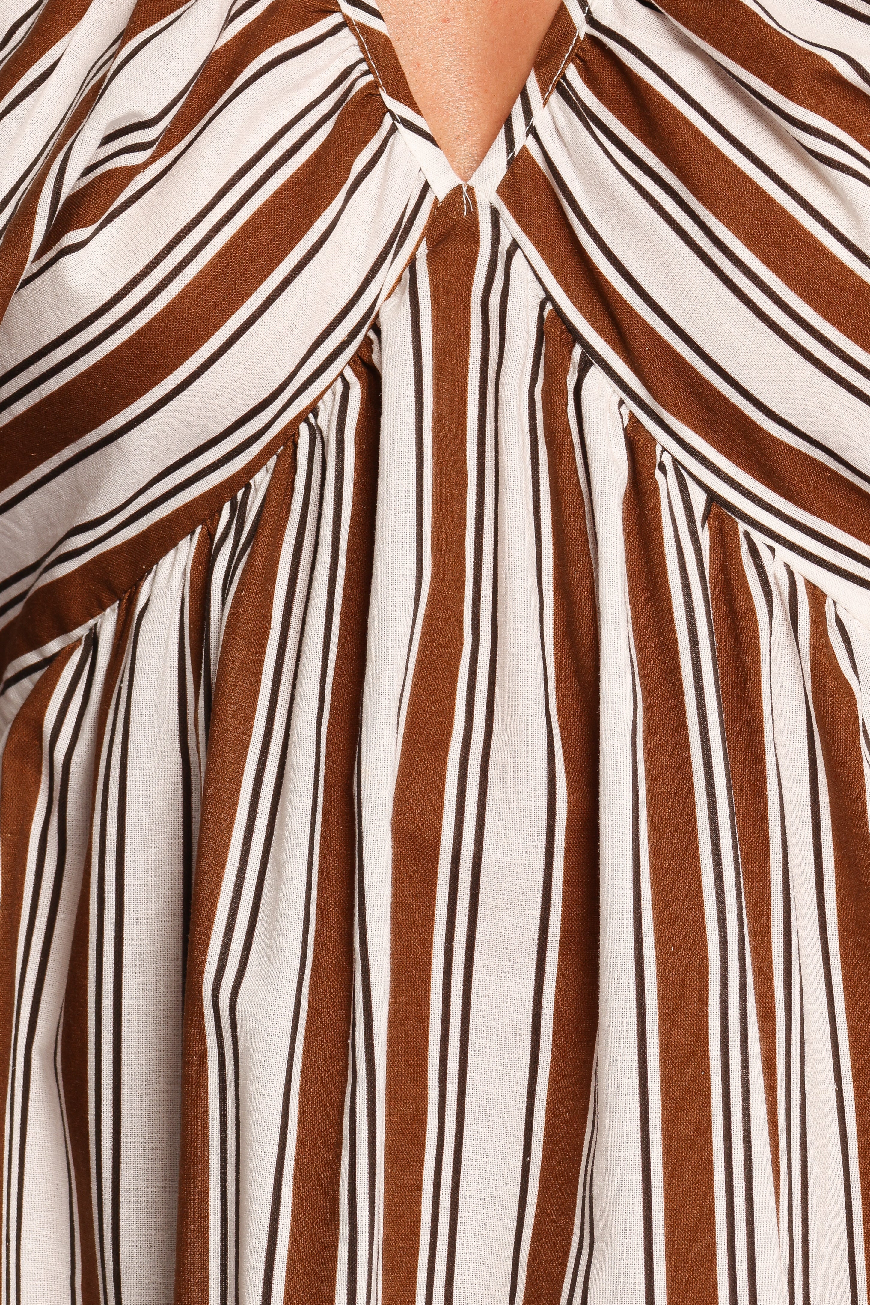 Sullivan Puff Sleeve Maxi Dress Chocolate Stripe