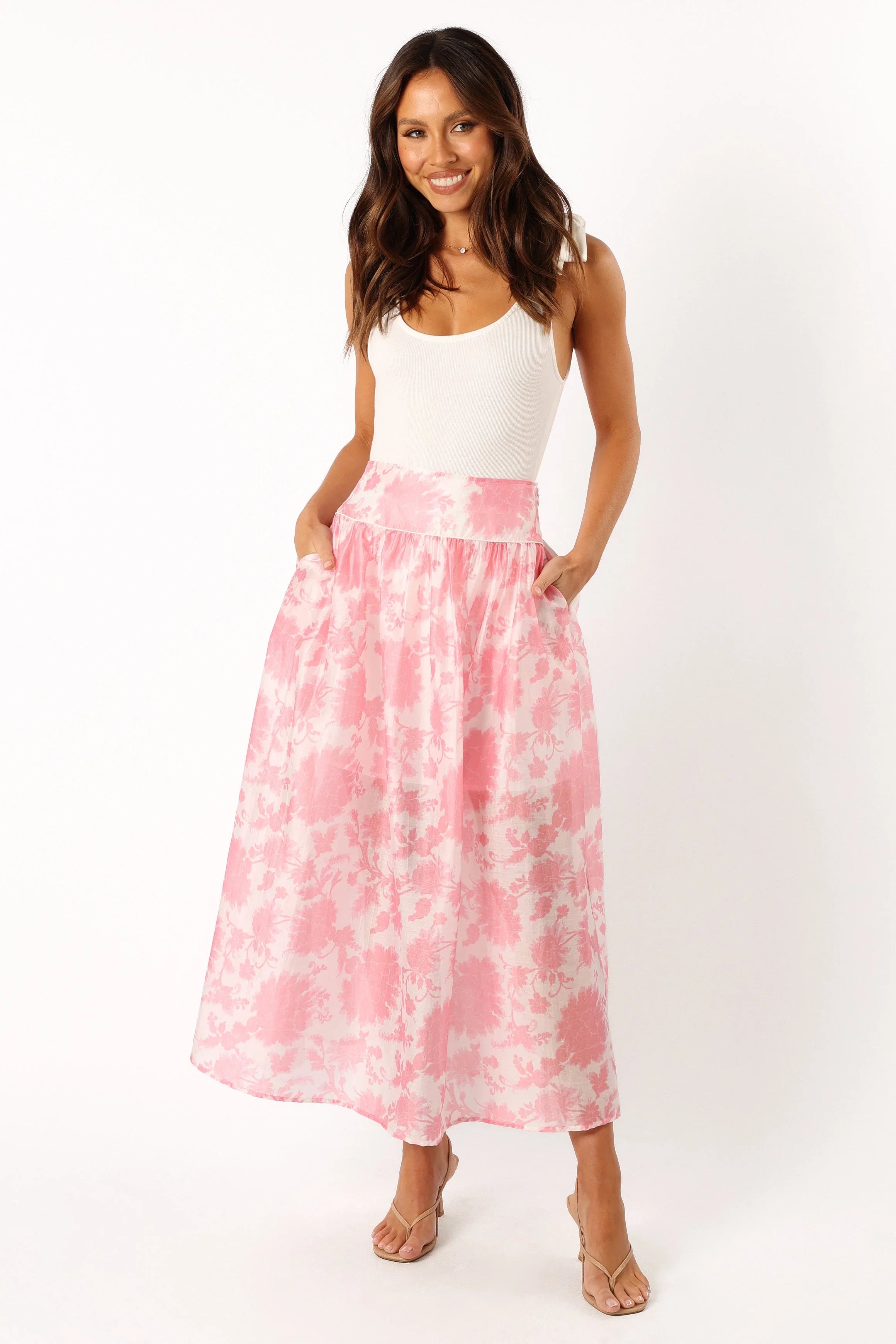 Miami Maxi Skirt Pink Floral