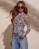 Janey Mesh Mock Neck Top