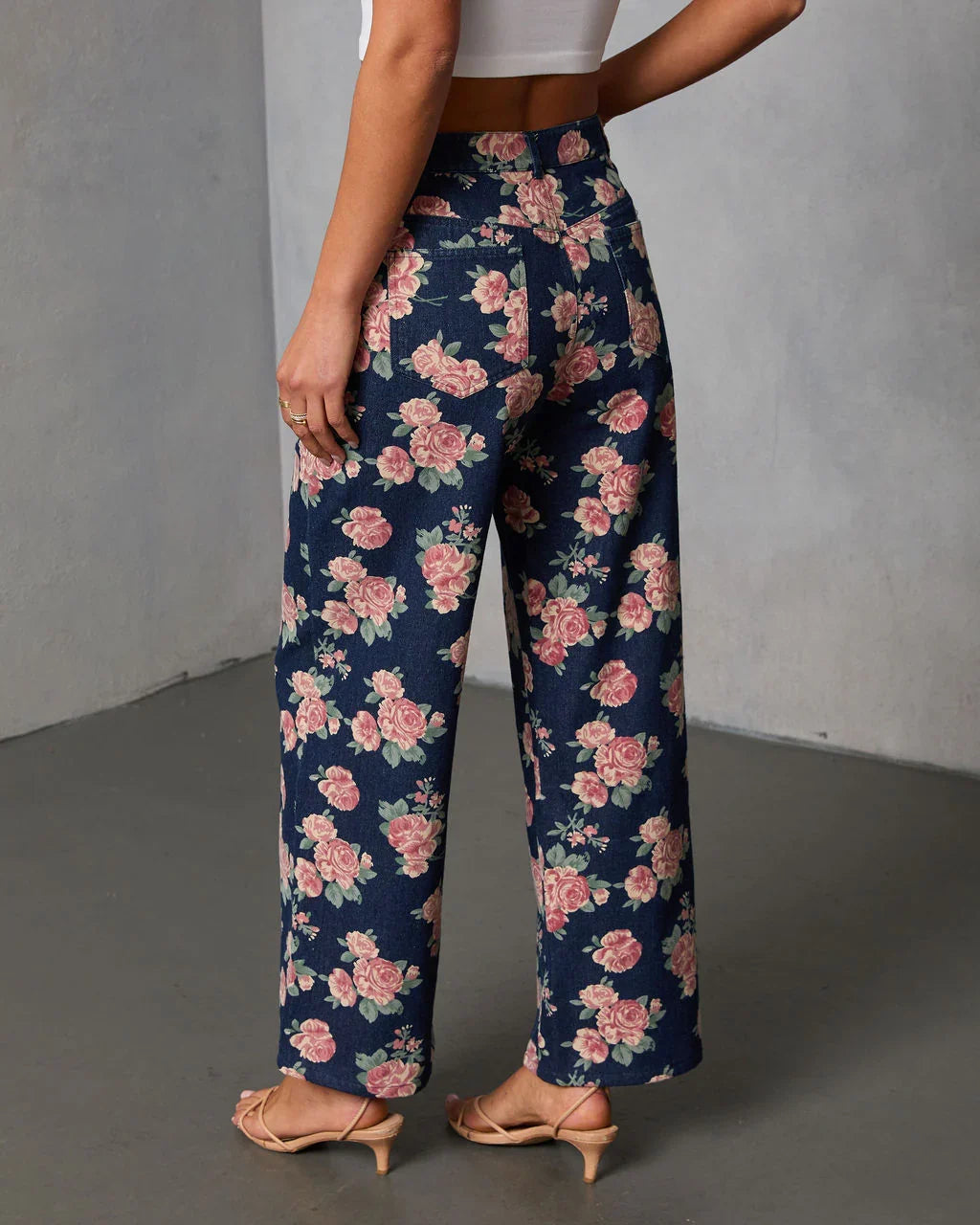 New Bloom Rigid High Rise Straight Leg Printed Jeans