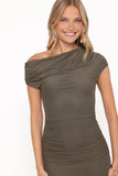 Abbie Off Shoulder Maxi Dress Olive