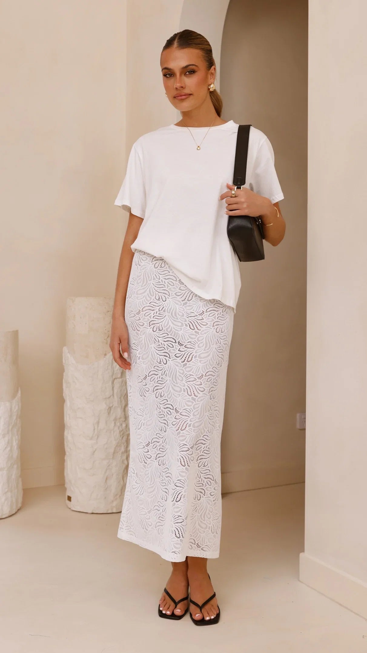 Louisa Lace Maxi Skirt White