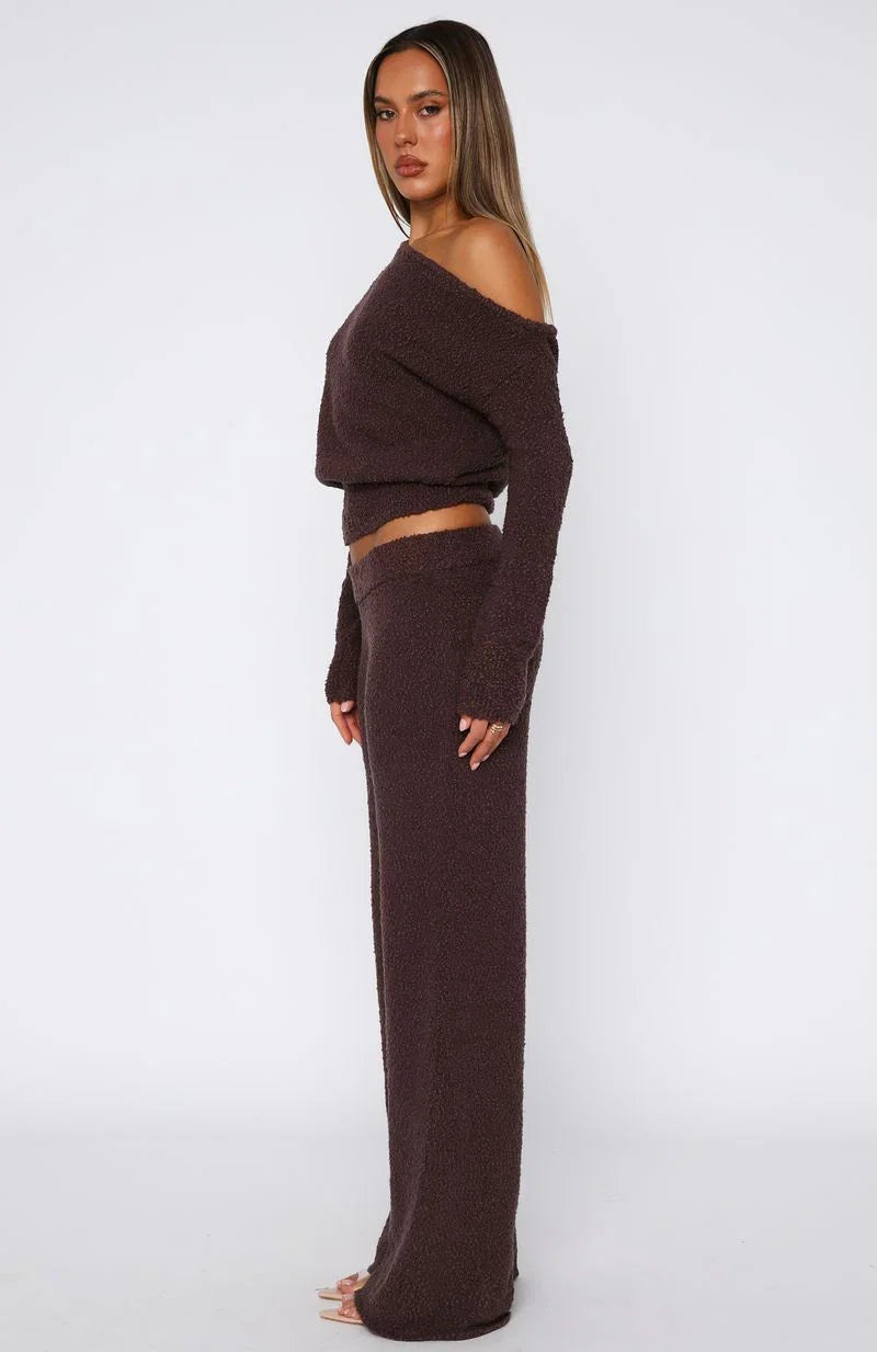 Please Be Mine Knit Pants Chocolate