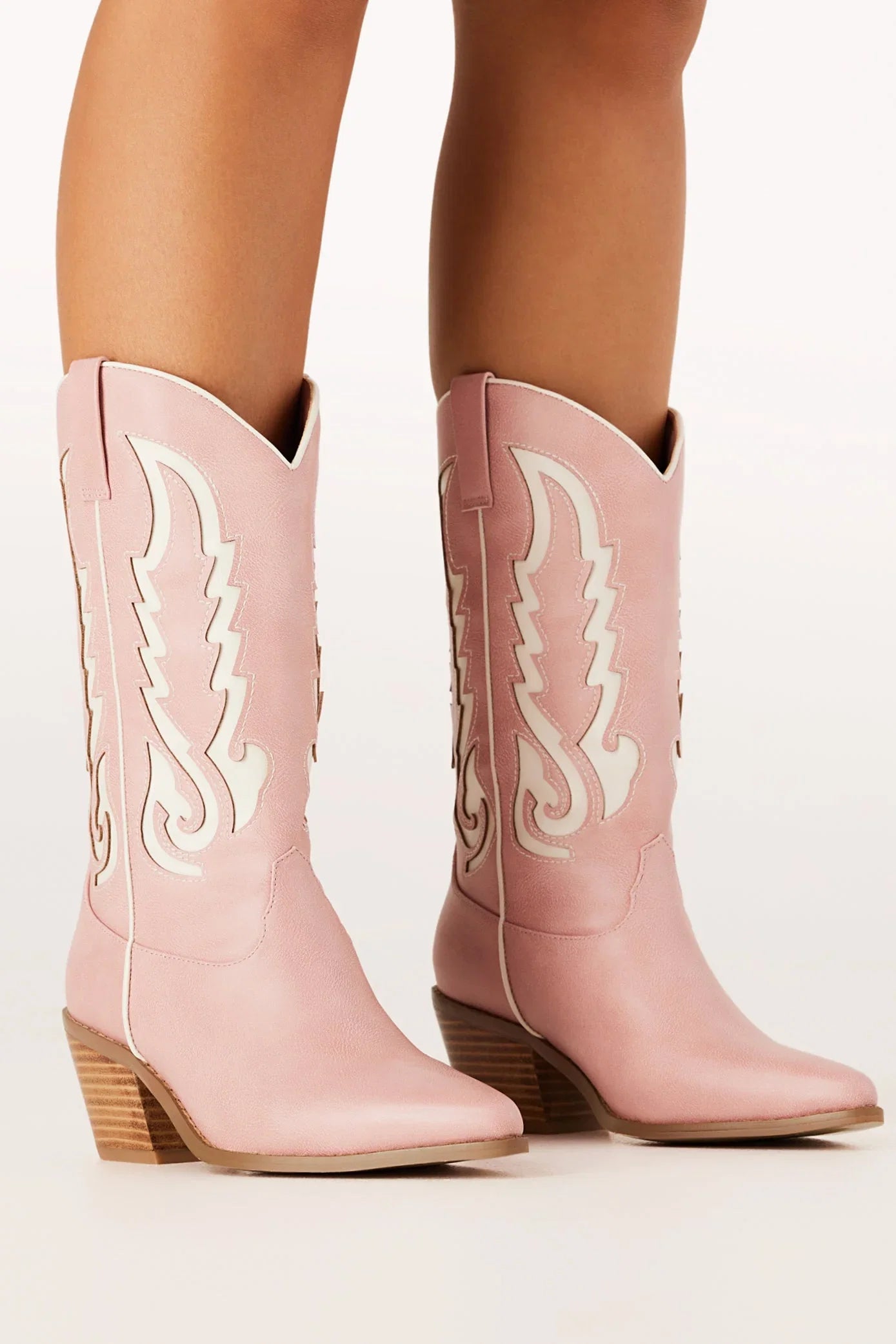 Norva Cowboy Boots Pink Ivory