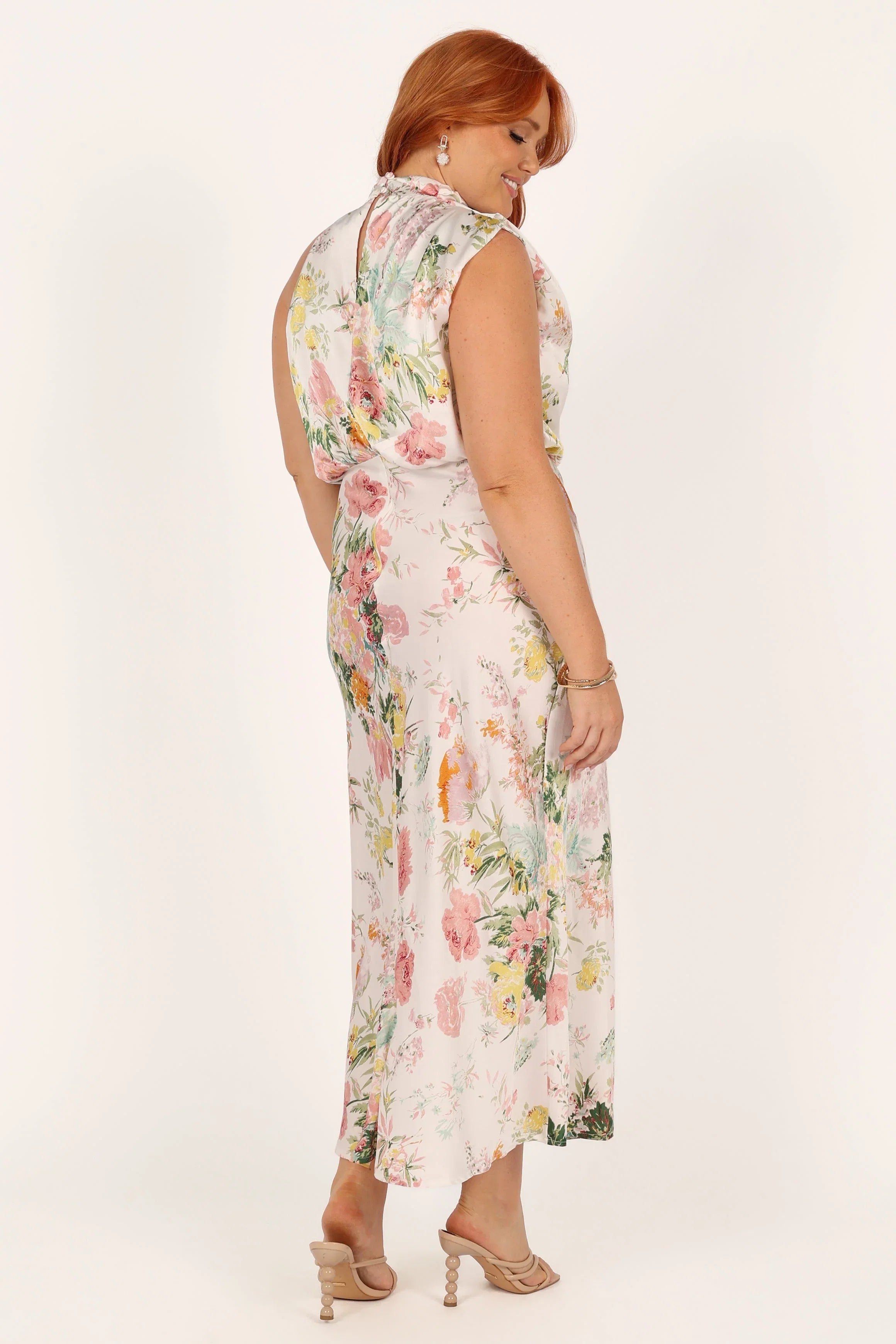 Anabelle Halter Neck Midi Dress White Floral