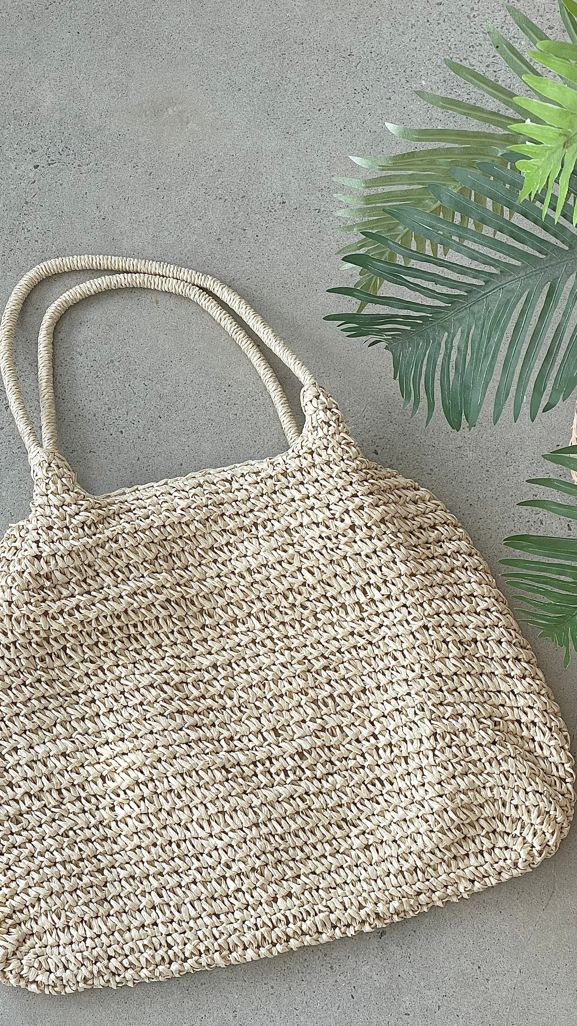 Solana Summer Tote Bag Beige Straw