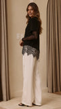 Quinn Lace Long Sleeve Top Black