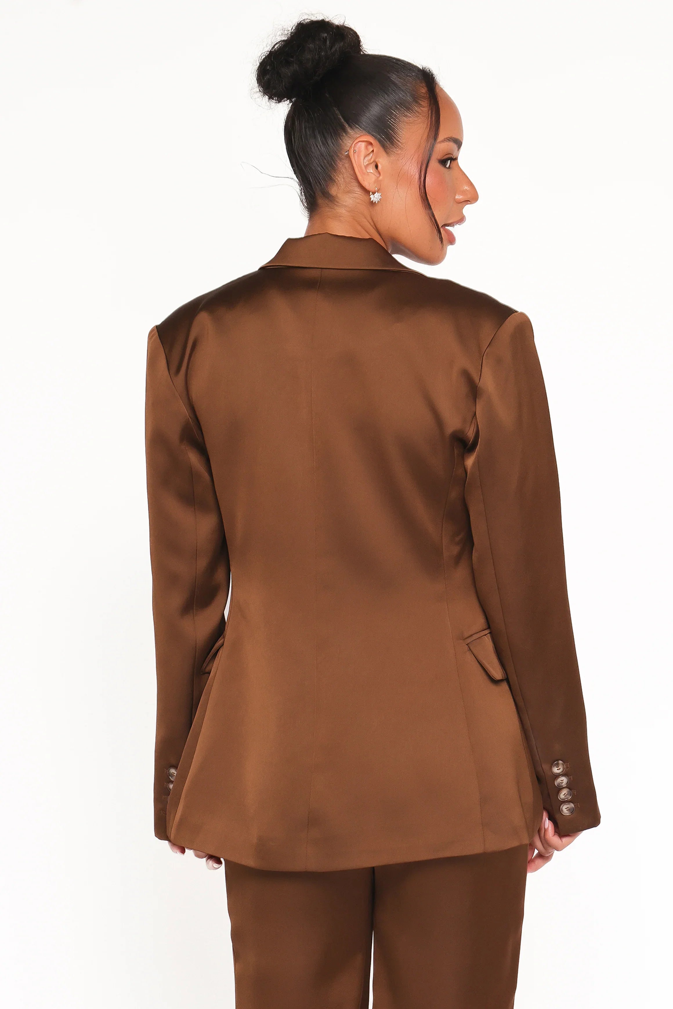 Trina Satin Blazer Brown
