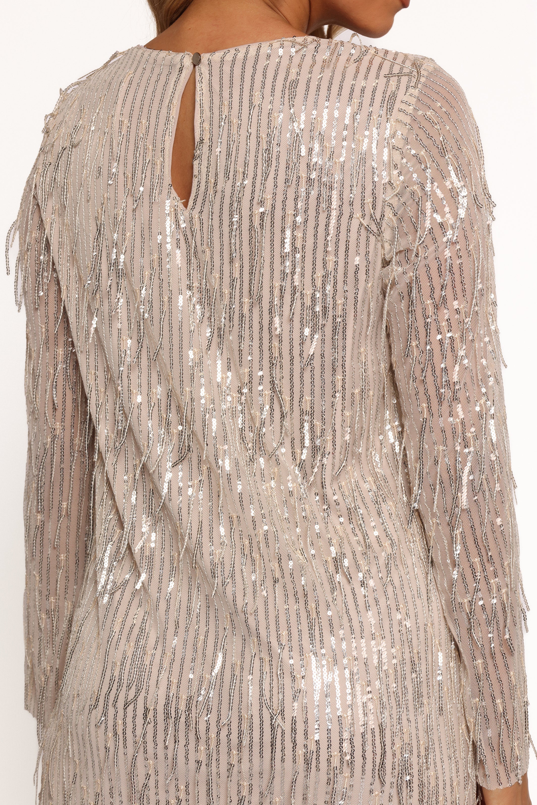 Serena Sequin Mini Dress Nude Silver