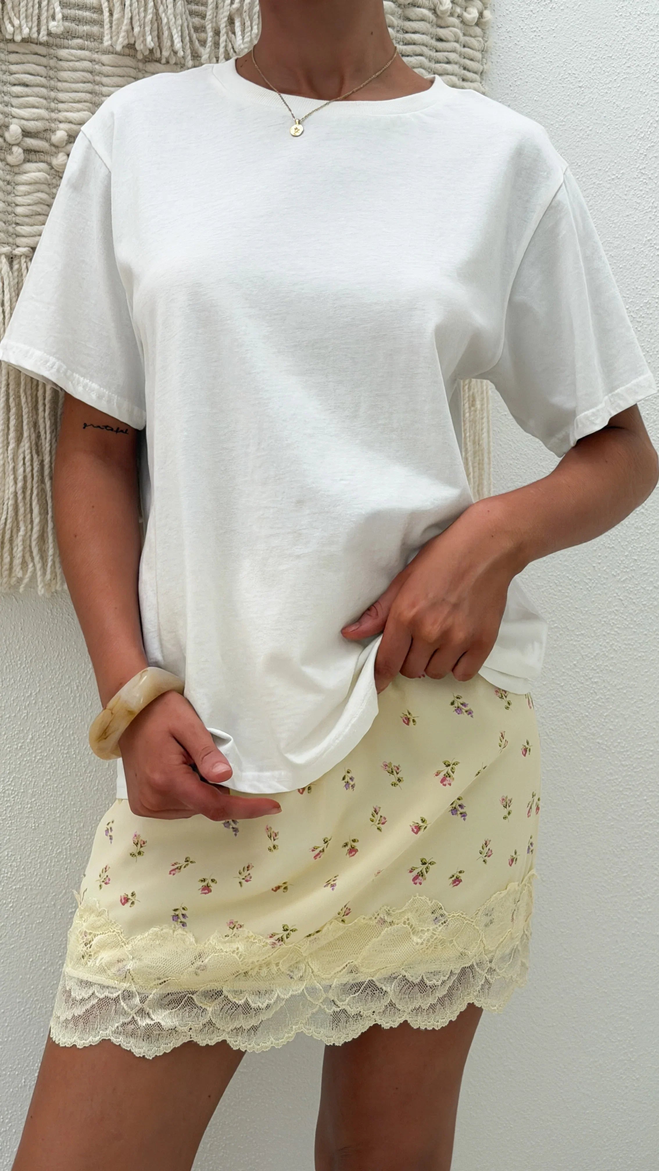 Kiki Lace Mini Skirt Yellow Floral