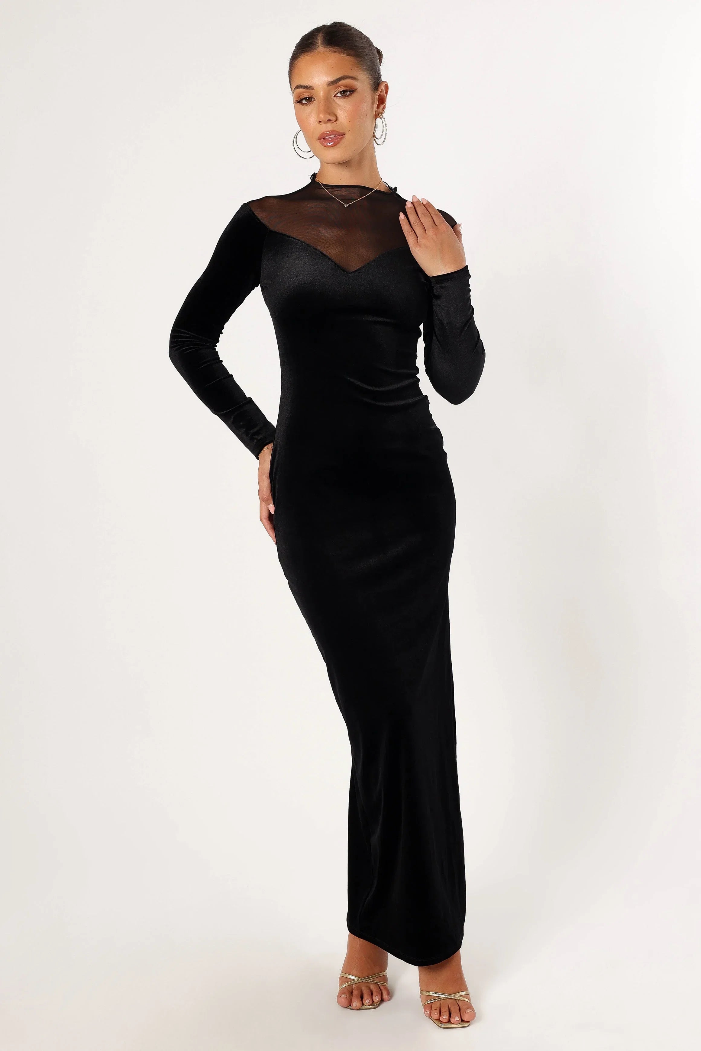 Jessica Long Sleeve Maxi Dress Black