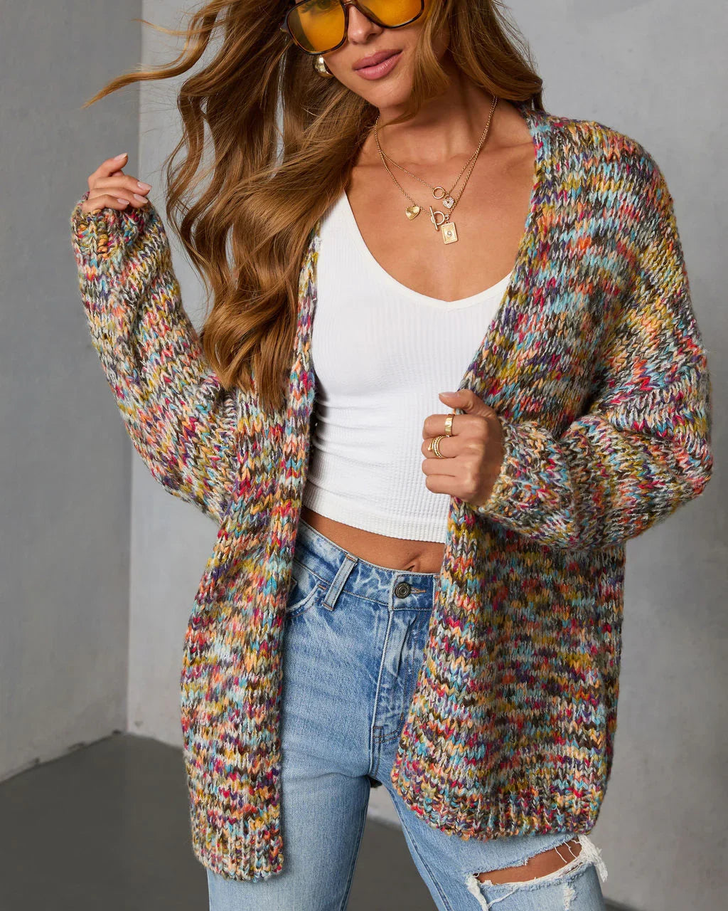 Soft Energy Multi Color Open Front Cardigan