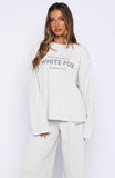 Leave Me Out Of It Waffle Oversized Long Sleeve Tee Grey Marle
