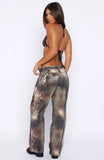 Actually Invested Mid Rise Lace Up Straight Leg Jeans Desert Mirage