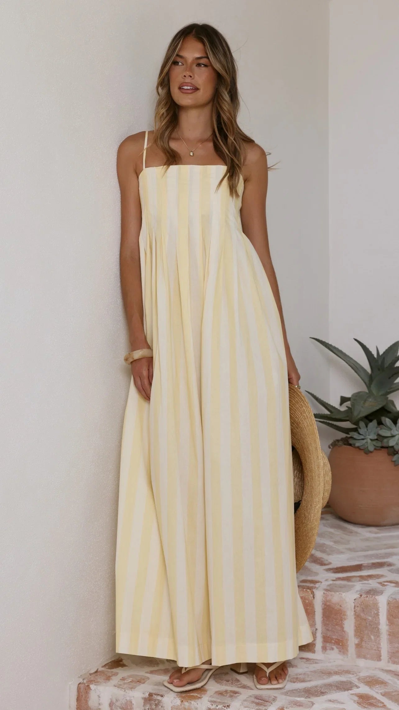 Pippa Maxi Dress Yellow Stripe