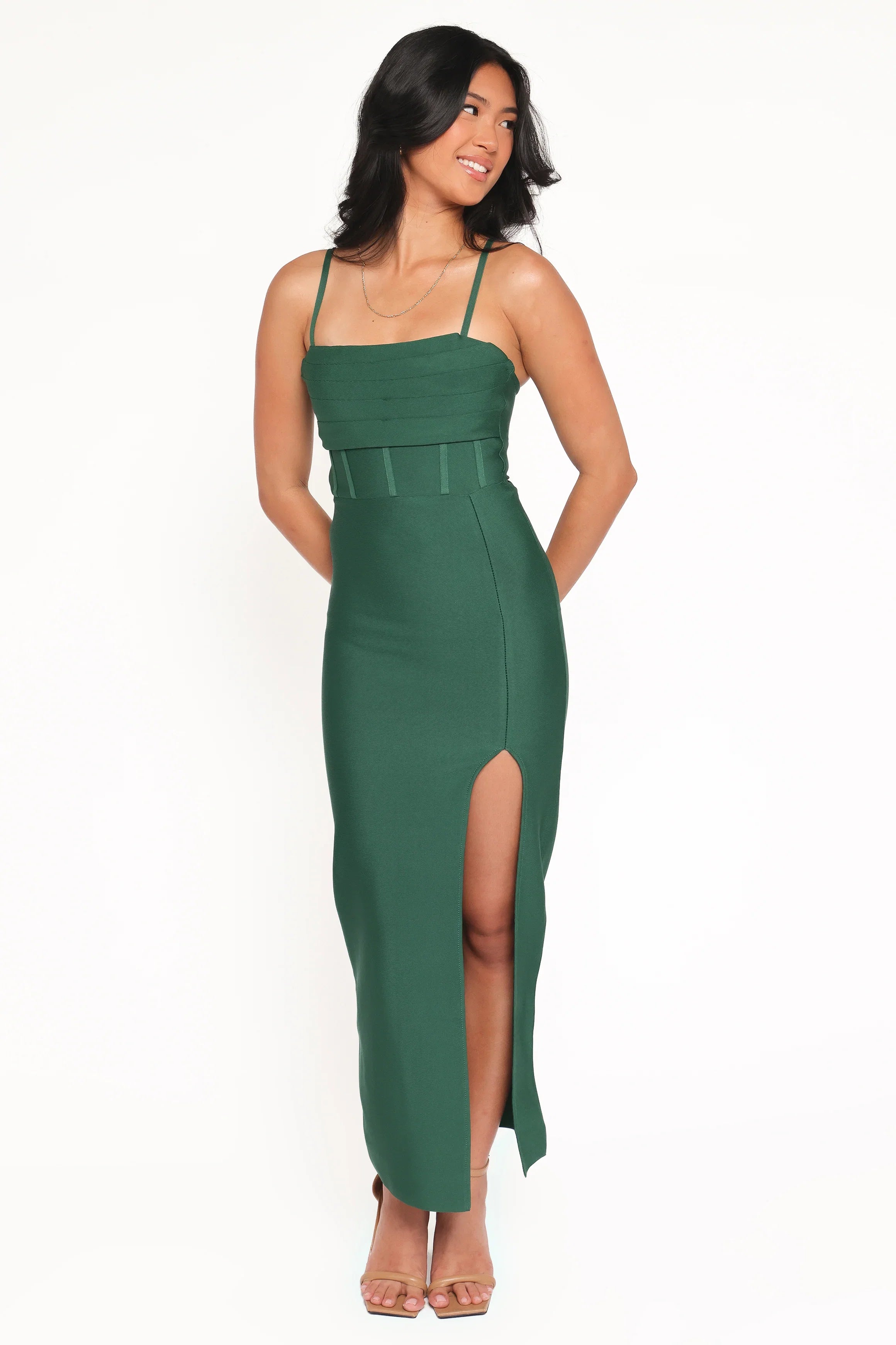 Louisa Midi Dress Emerald Green