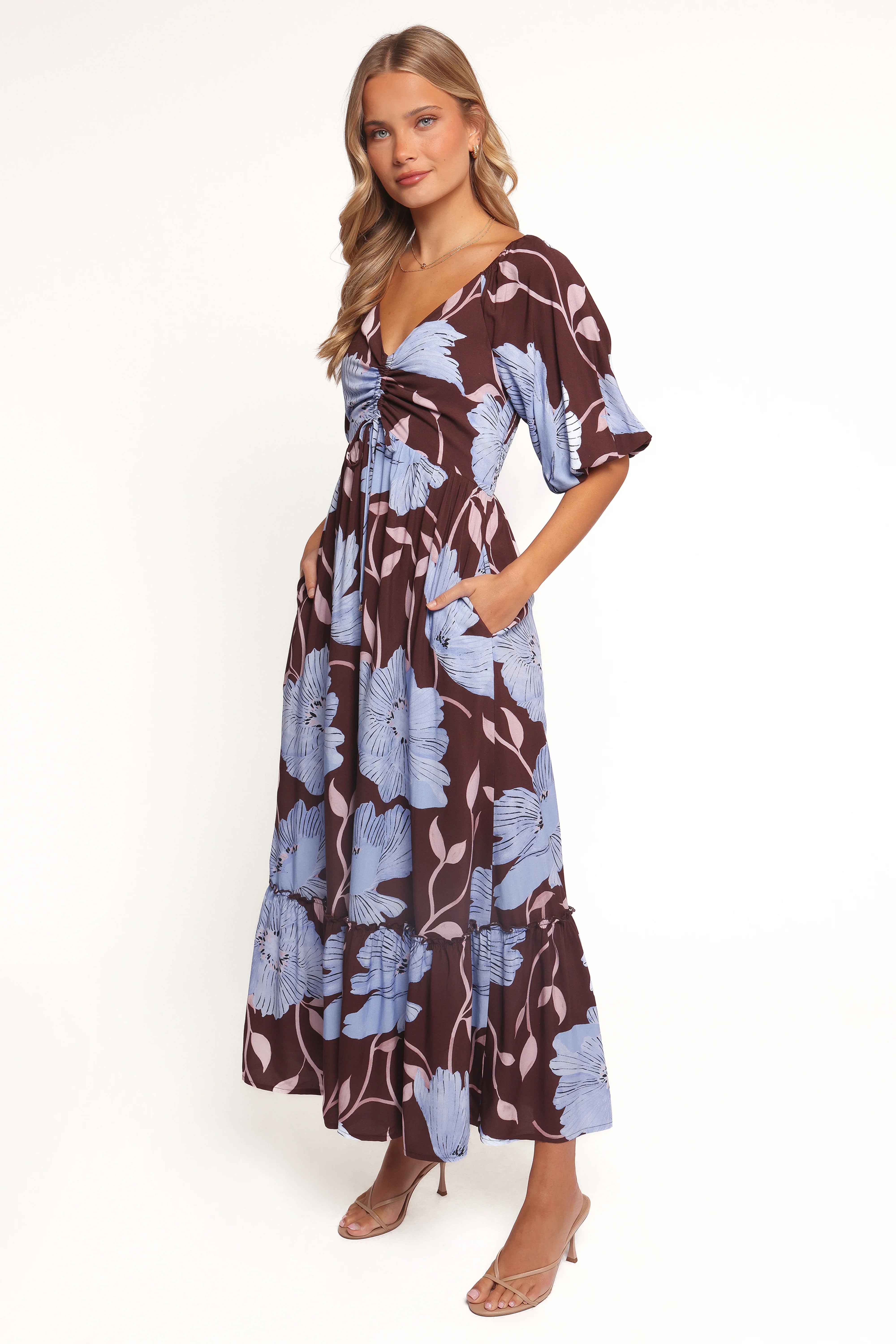 Annabella Maxi Dress Blue Poppies