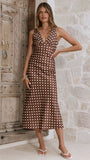 Daphne Maxi Dress Brown Polka