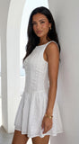 Helena Boat Neck Mini Dress White