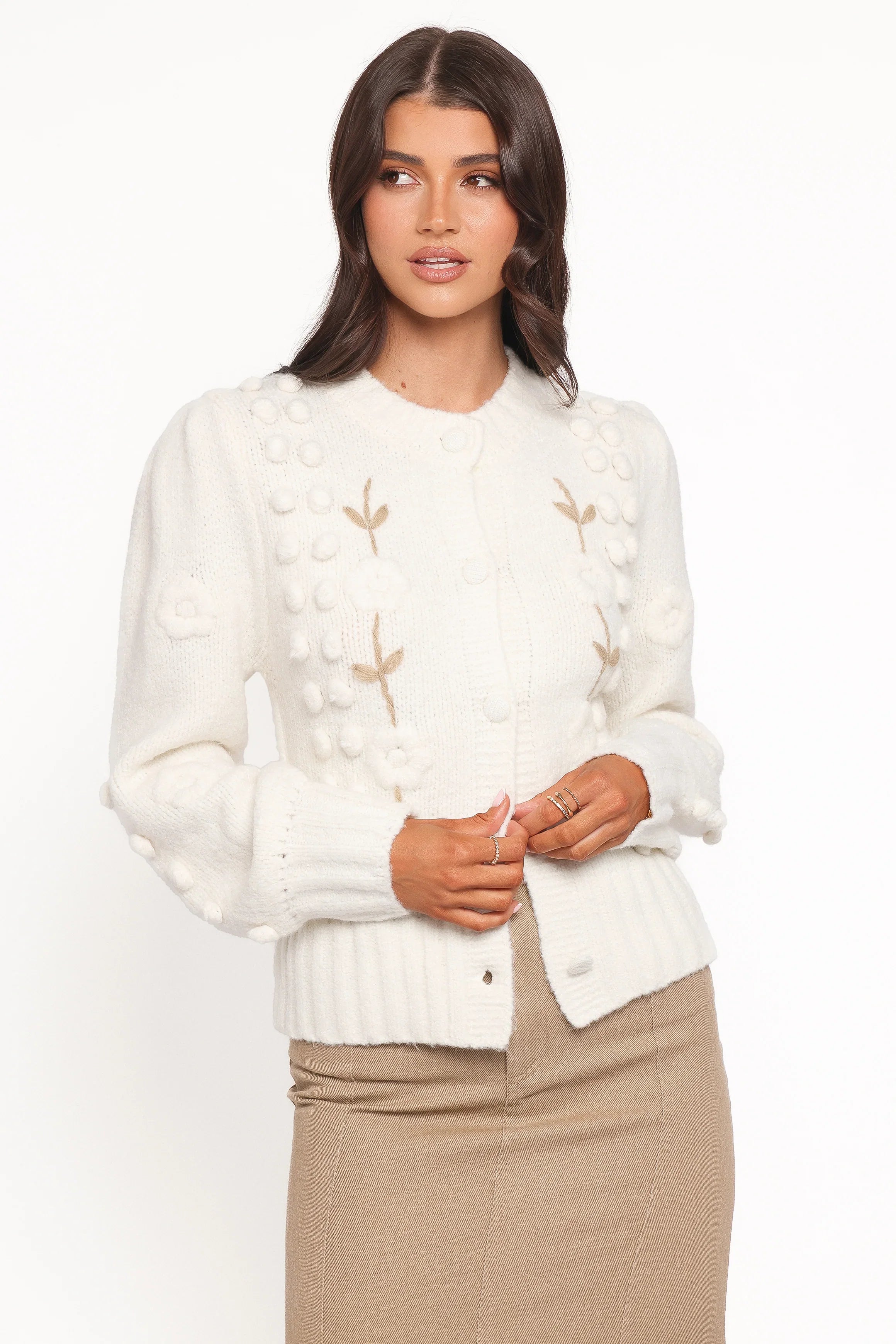 Cleo Floral Cardigan Cream