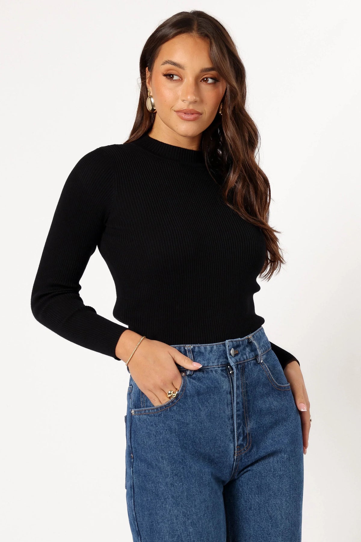 Tammy Ribbed Knit Top Black