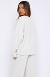 Leave Me Out Of It Waffle Oversized Long Sleeve Tee Grey Marle