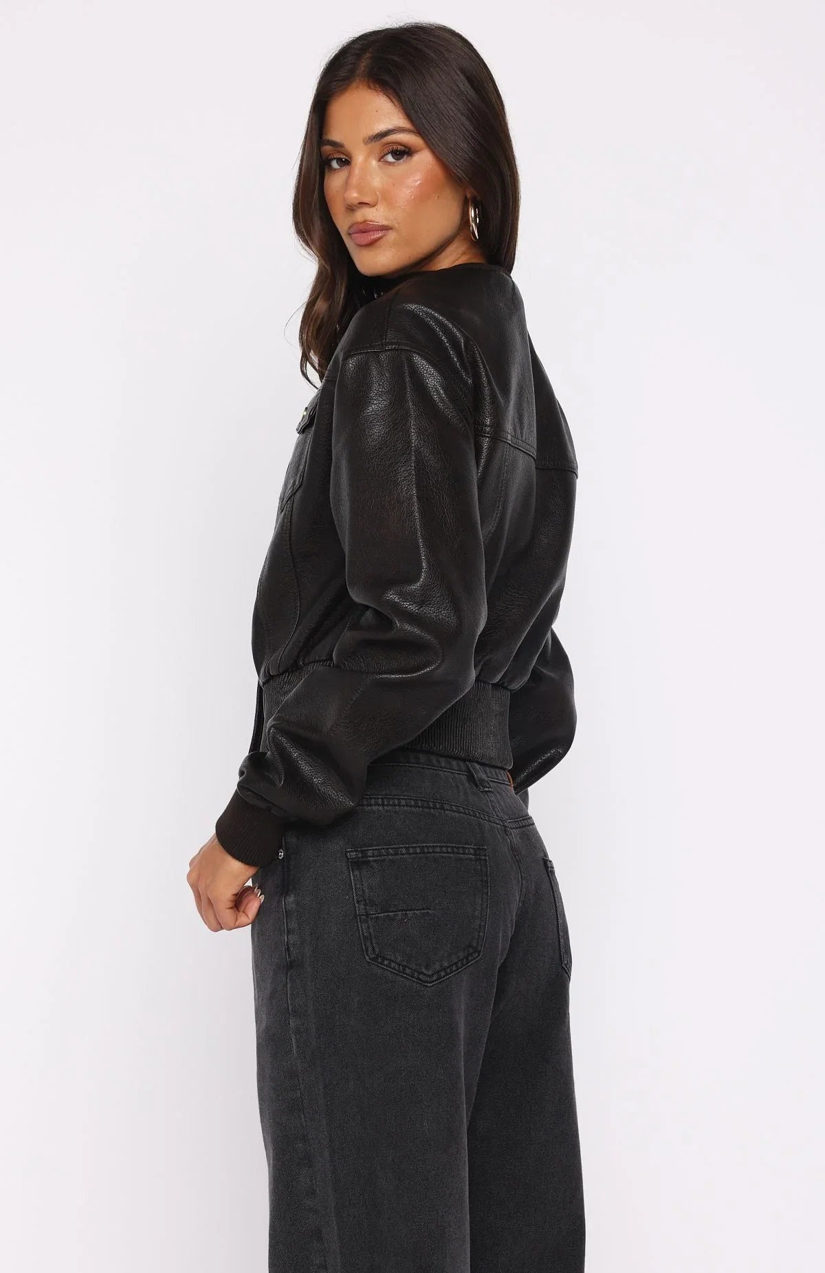 Shes Sassy PU Jacket Coffee