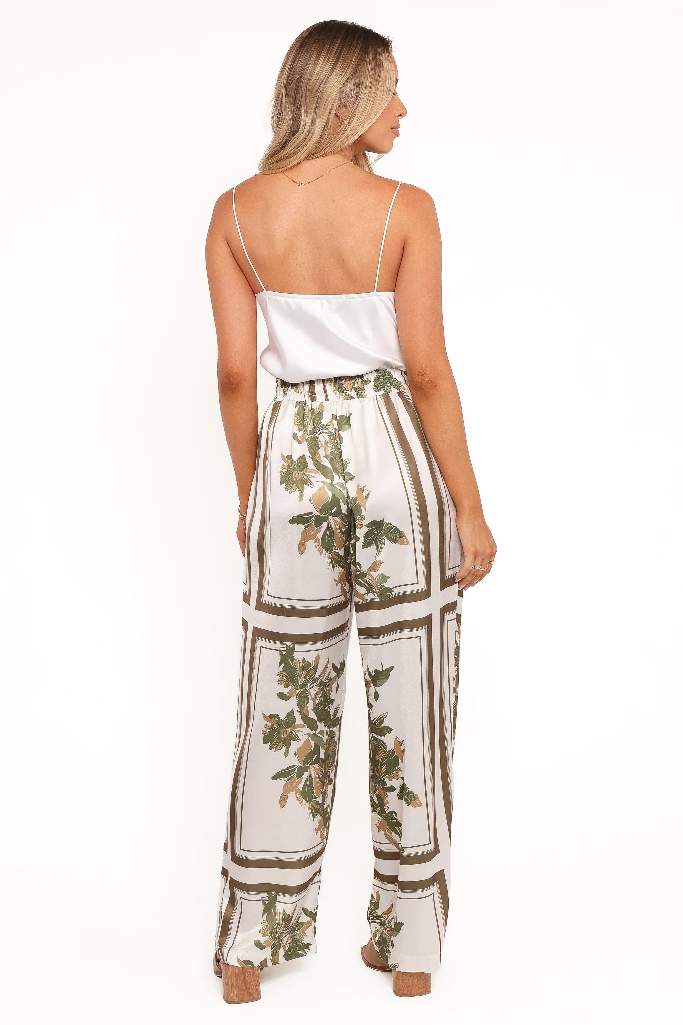 Lara Wide Leg Pants Olive Print