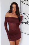 Own Your Story Long Sleeve Mini Dress Burgundy