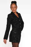 Valentina Tweed Sequins Mini Skirt Black