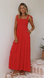 Carlina Tiered Maxi Dress Red