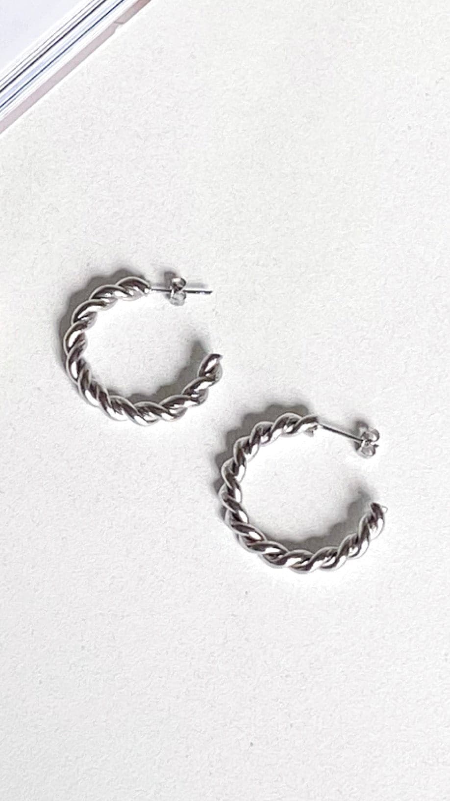 Twist Hoop Earrings Silver