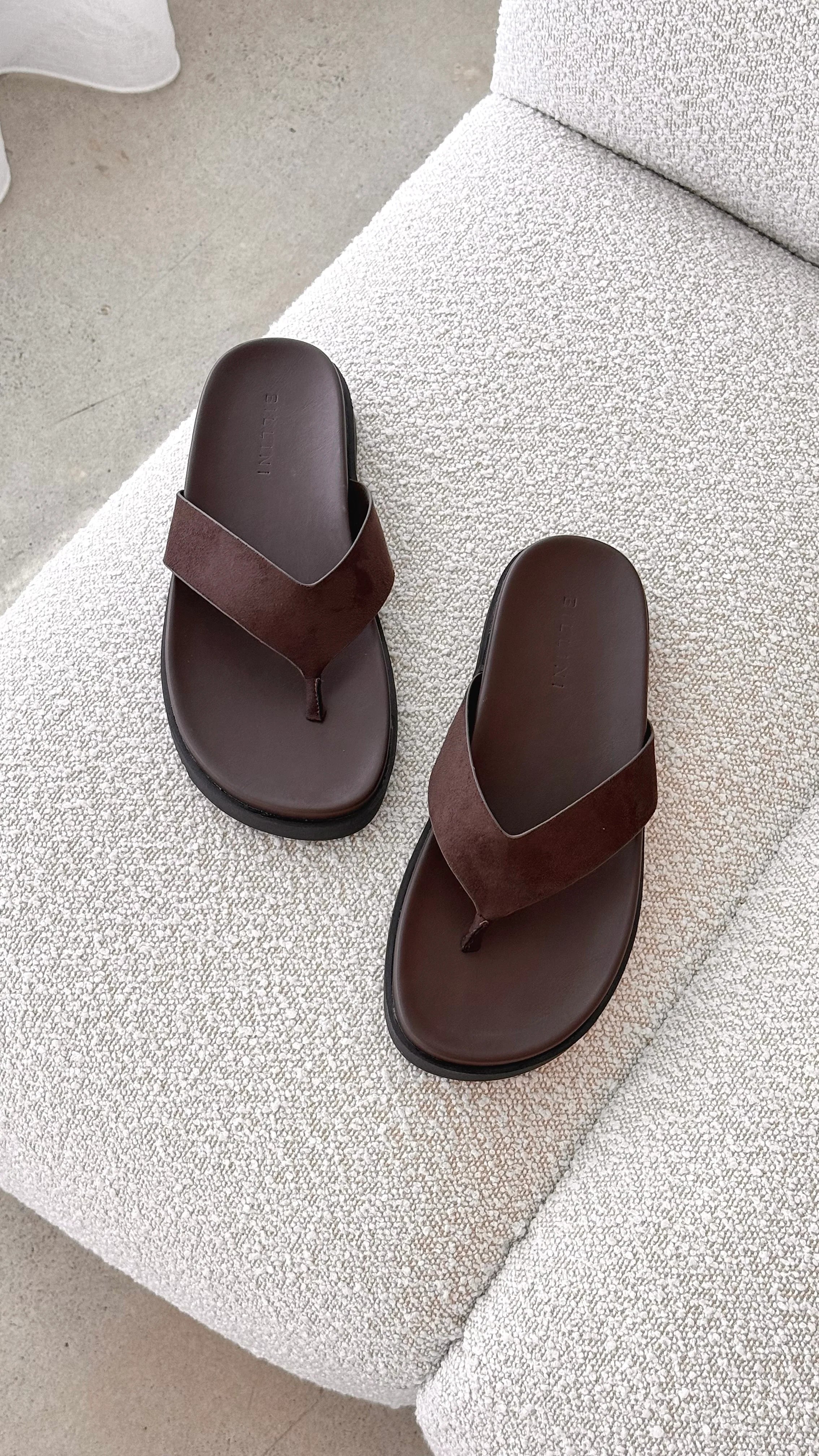 Aila Thong Dark Cacao Suede